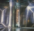 The Q-Max carriers are equipped with the largest membrane containment tanks ever built. One of the five ship-board LNG membrane containment tanks is pictured here.
