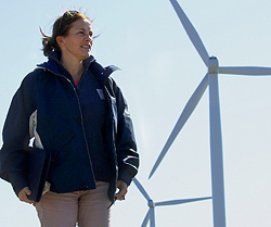 "If we succeed, this can become an important part of our future energy supply", says Hydros director of new energy forms, Alexandra Bech Gj&oslash;rv. She meanwhile emphasises that Hywind is a supplement, not a substitute for land-based wind parks. Photo courtesy of Statoil