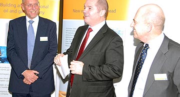 Erik Syrstad, Odd Roger Enoksen og Peter Mellbye during the official opening of Statoil's Libya office